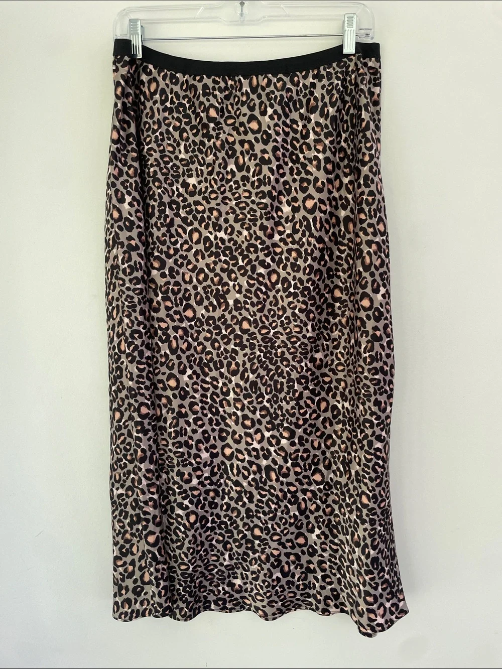 Victoria's Secret Leopard Print Midi Lightweight Slip Skirt in Pink & Black Lg